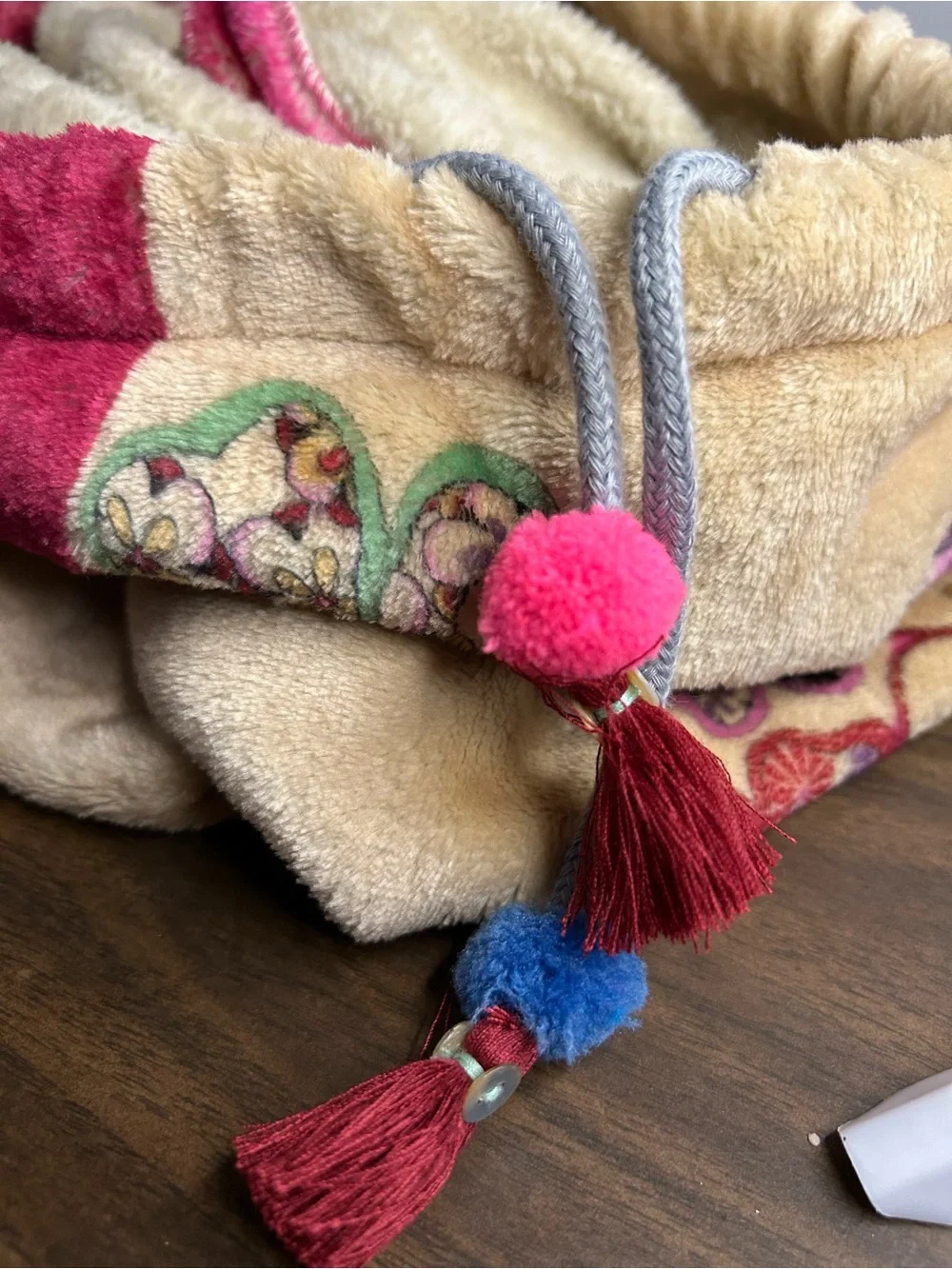 Johnny Was NWT Plush Floral Cozy Drawstring Carrier Bag NO BLANKET INCLUDED